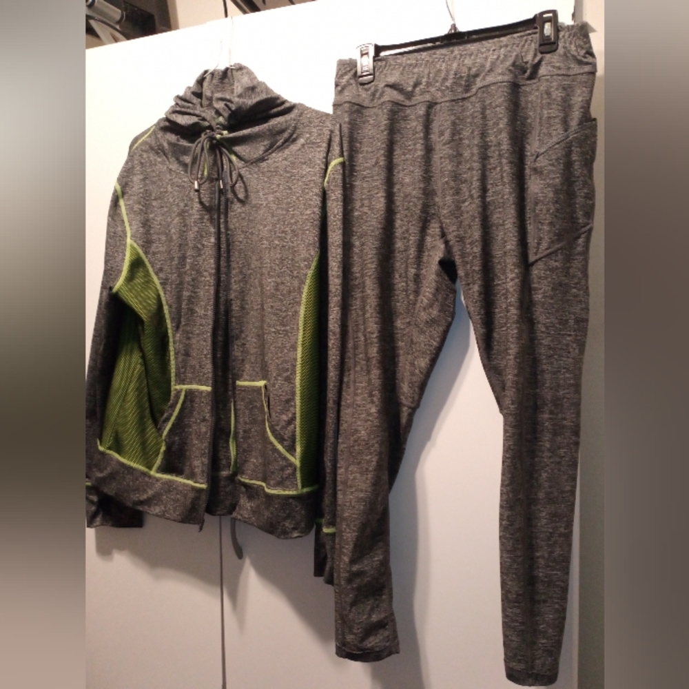 2 pc warm up suit (Gray&Lime)
